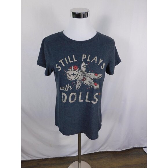 Crazy Dog T-Shirts Shirt Womens Medium Gray Still Plays With Dolls Voodoo Tee - Picture 2 of 9